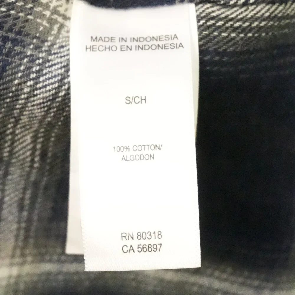 NWT Lucky Brand 100% Cotton Mens Small Plaid Long Sleeve Button Down Blue Black
